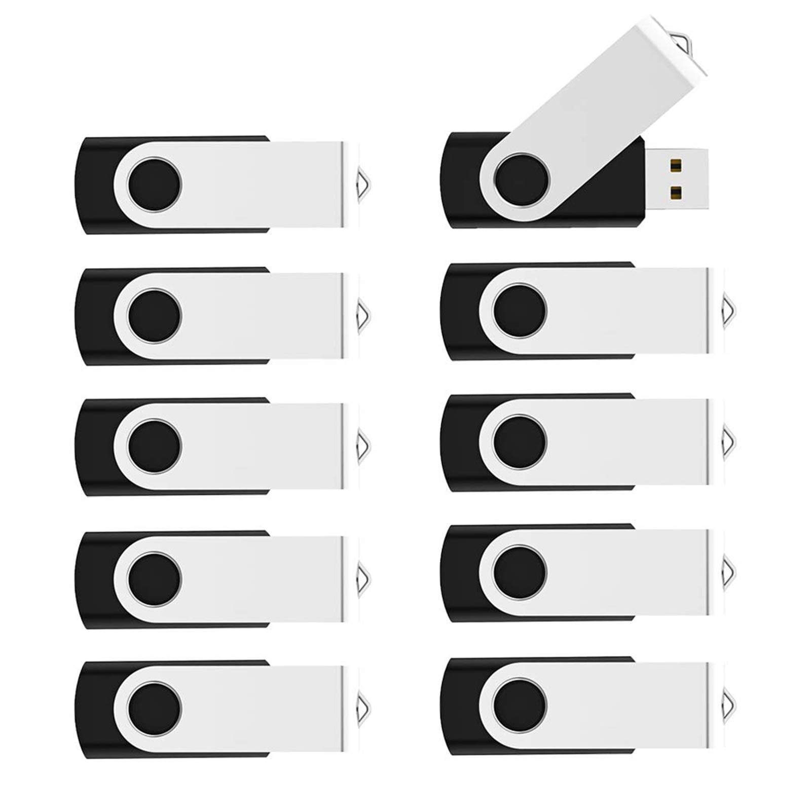 Kootion 50Pcs 32Gb Usb Flash Drive 32 Gb Bulk Flash Drives 50 Pack Thumb Drive Swivel Memory Stick Jump Drive Keychain Design Bl