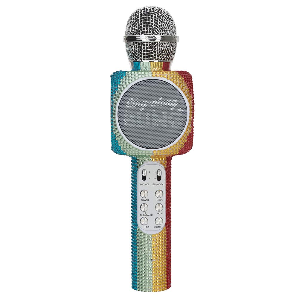 Wireless Express   Sing Along Bling Bluetooth Karaoke Microphone And Bluetooth Stereo Speaker All In One (Rainbow Bling)