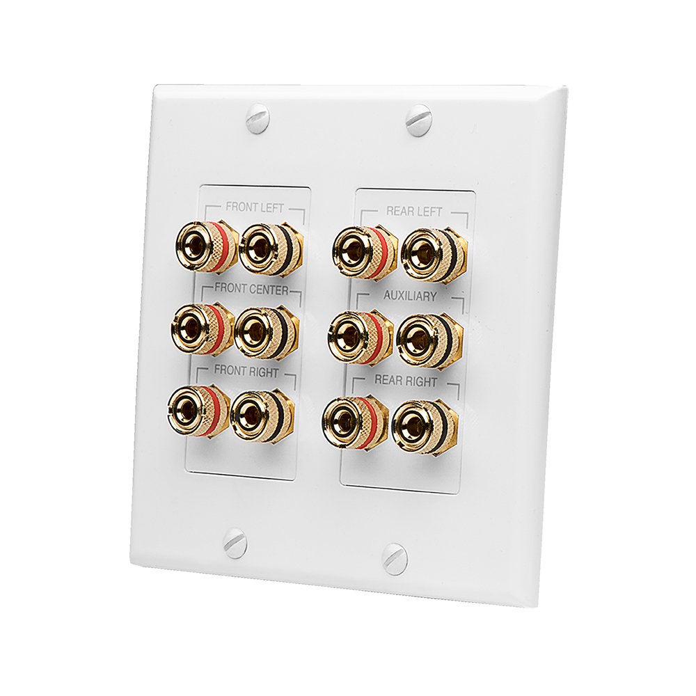 OSD WP12 Banana Binding Post Gold Plated Terminal Decora Style for 6 Speakers (White)