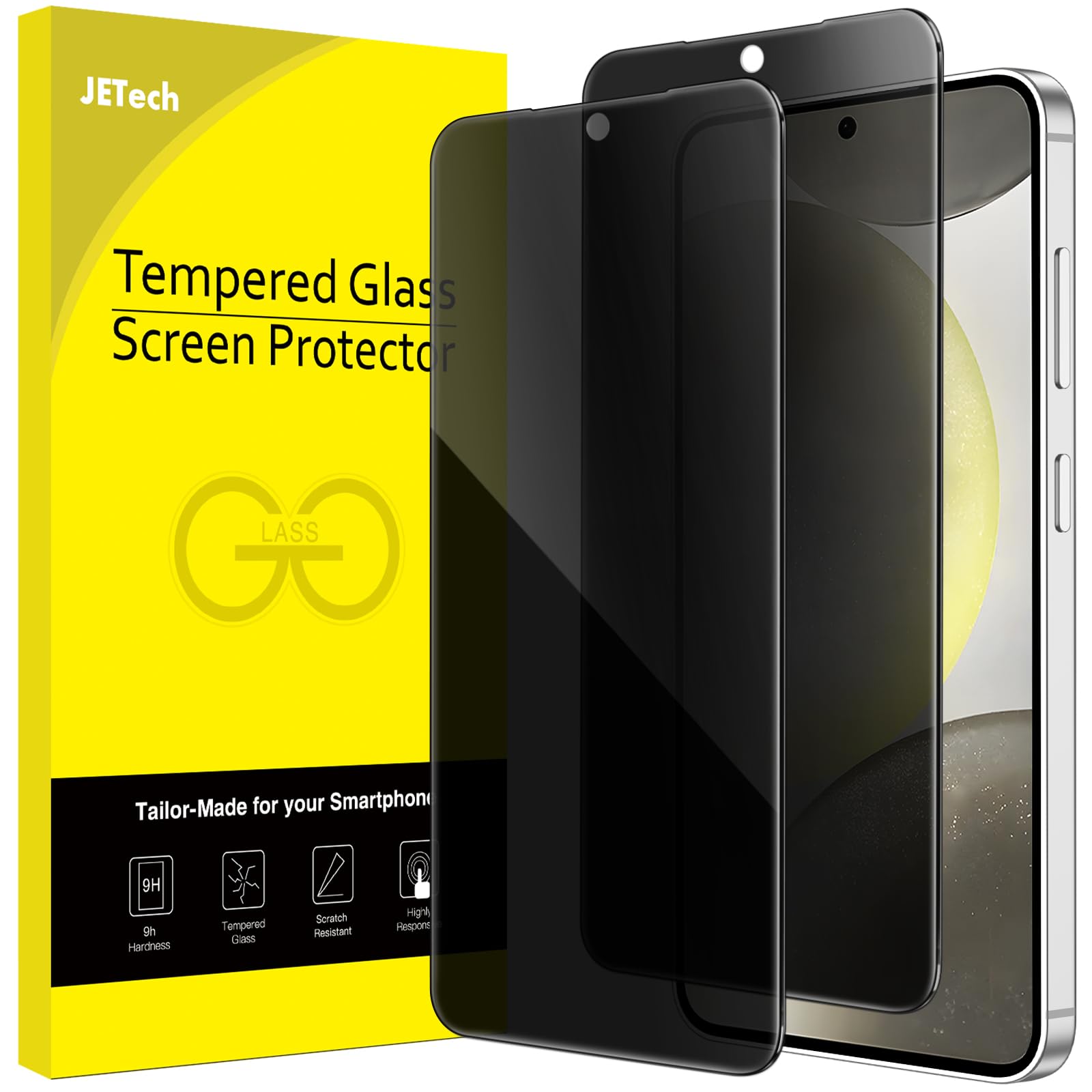 JETech Privacy Screen Protector for Samsung Galaxy S24+ / S24 Plus 5G 6.7-Inch, Anti-Spy Tempered Glass Film, Fingerprint ID Com