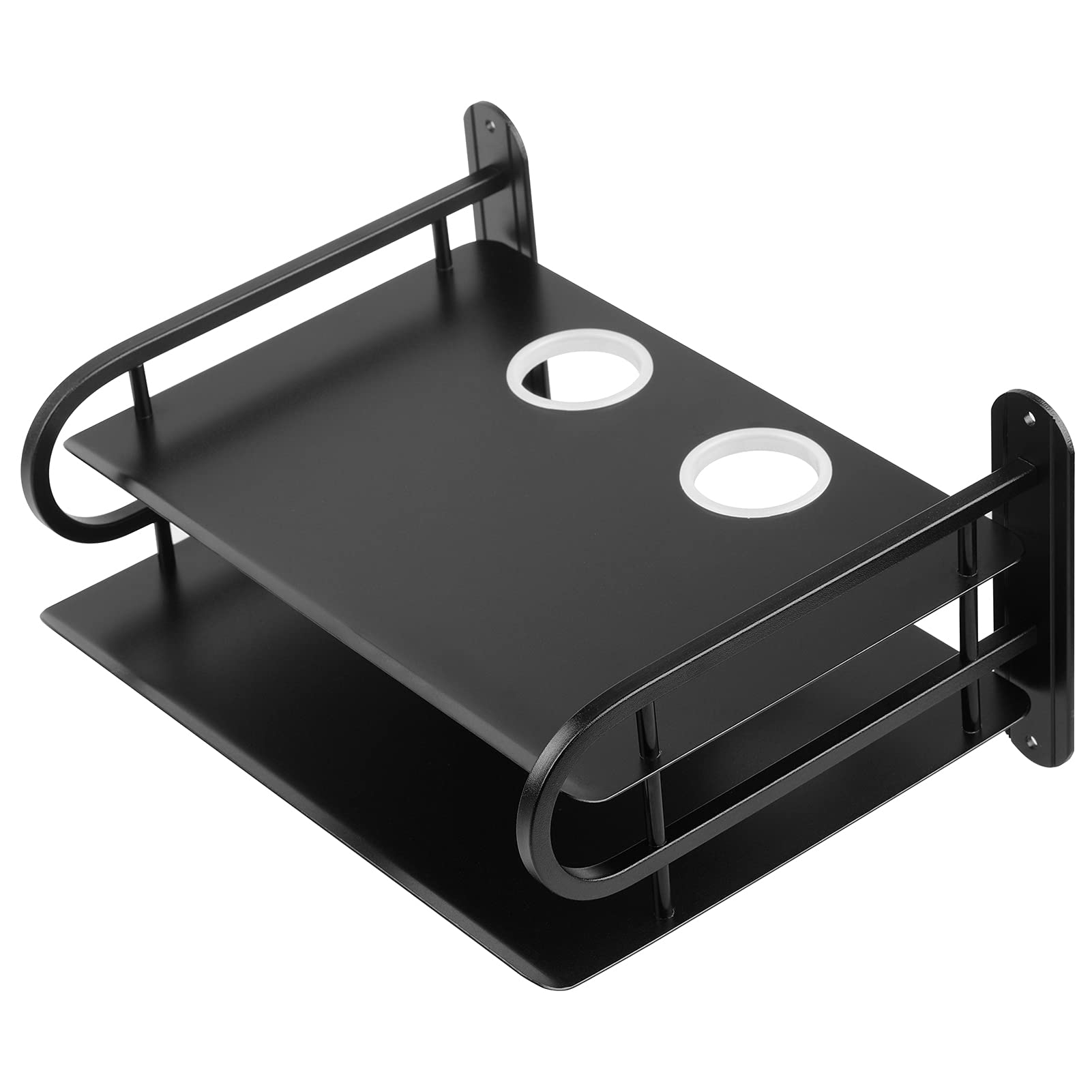 Z Color Black Metal Double Wireless Wifi Router Storage Box/Tv Set Box Shelf Wall Hanging Plug Board Bracket Cable Storage Organ