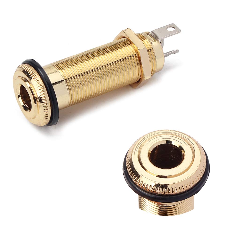Threaded Cylinder Output Jack Flush Mount Stereo Mono Jack Plug Sockets 1/4 Inch 6.35Mm Acoustic Electric Guitar Bass Chrome