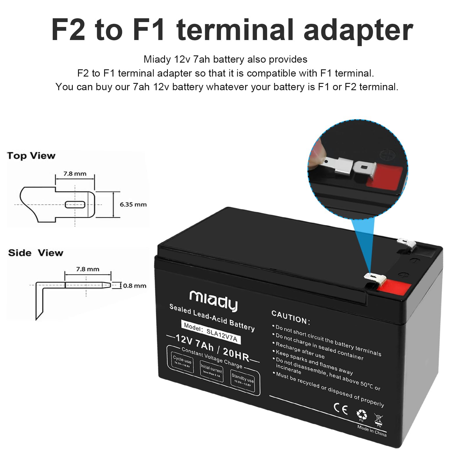 Miady 12V 7Ah Rechargeable Sealed Lead Acid Battery(1 Pack)