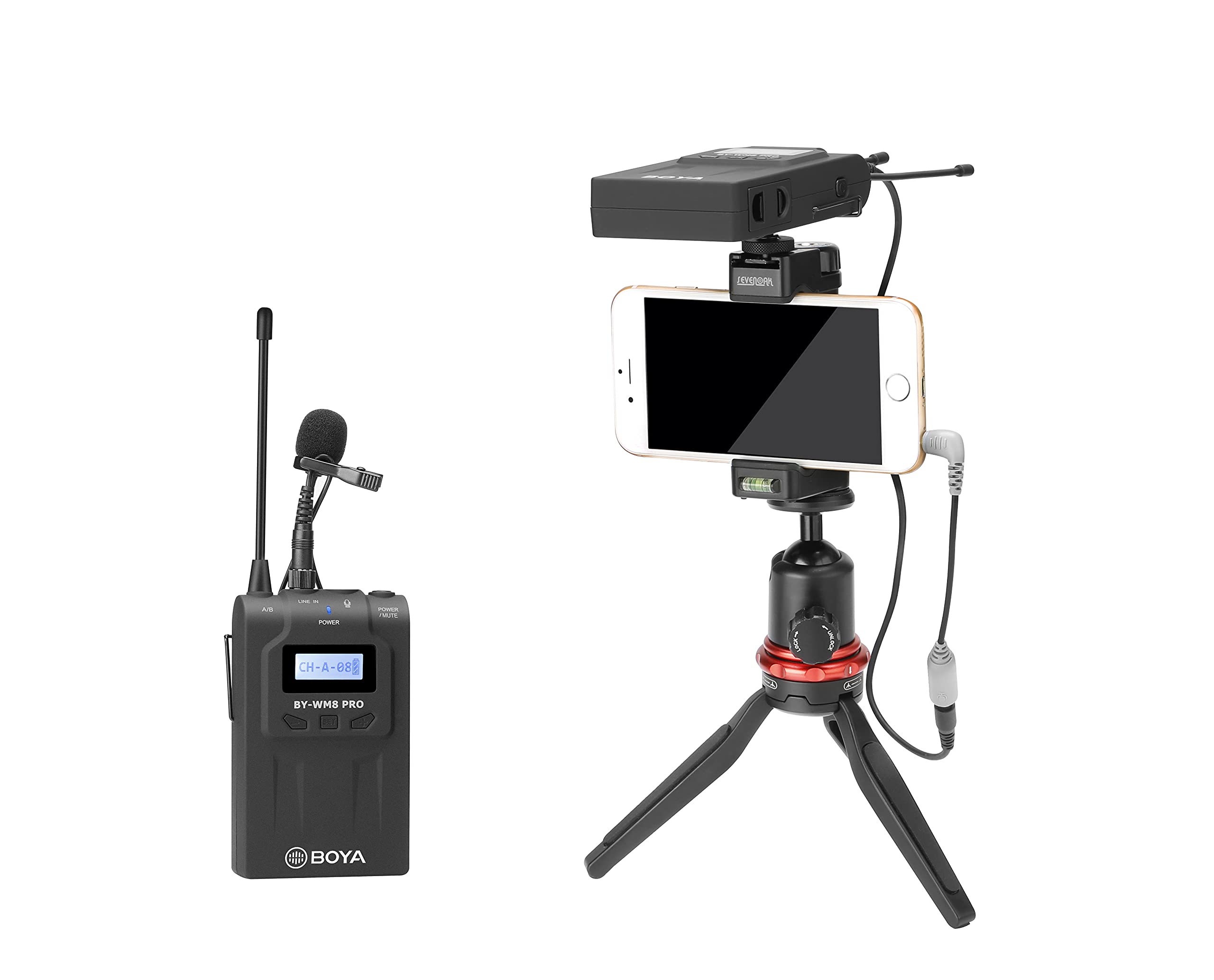 Boya By-Wm8Pro-K1 Professional 48-Channel Uhf Wireless Lavalier Microphone System With Dual-Channel Receiver For Dlsr, Mirrorles