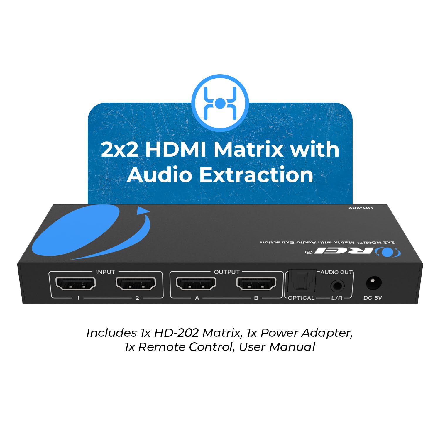 Orei Hdmi Switcher Matrix   2 In 2 Out Hdmi Matrix Switch   Resolutions Up To 4K@30Hz, 3D Support, Edid Management, Ir Control &