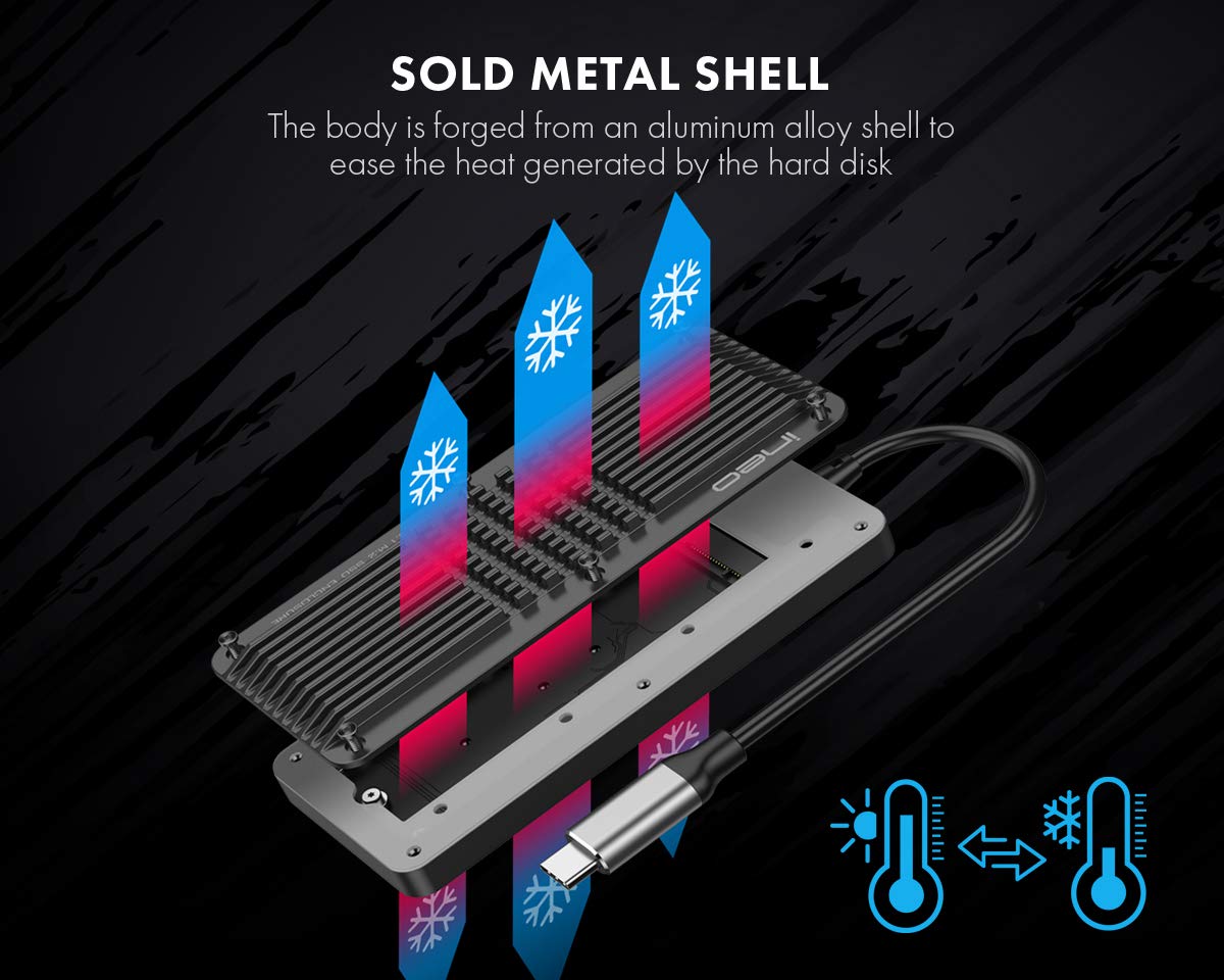 Ineo M.2 Nvme (Pcie) Ssd Usb 3.2 Gen 2 Type C Waterproof Rgb (Gaming Style) Aluminum Enclosure [C2599 Nvme]