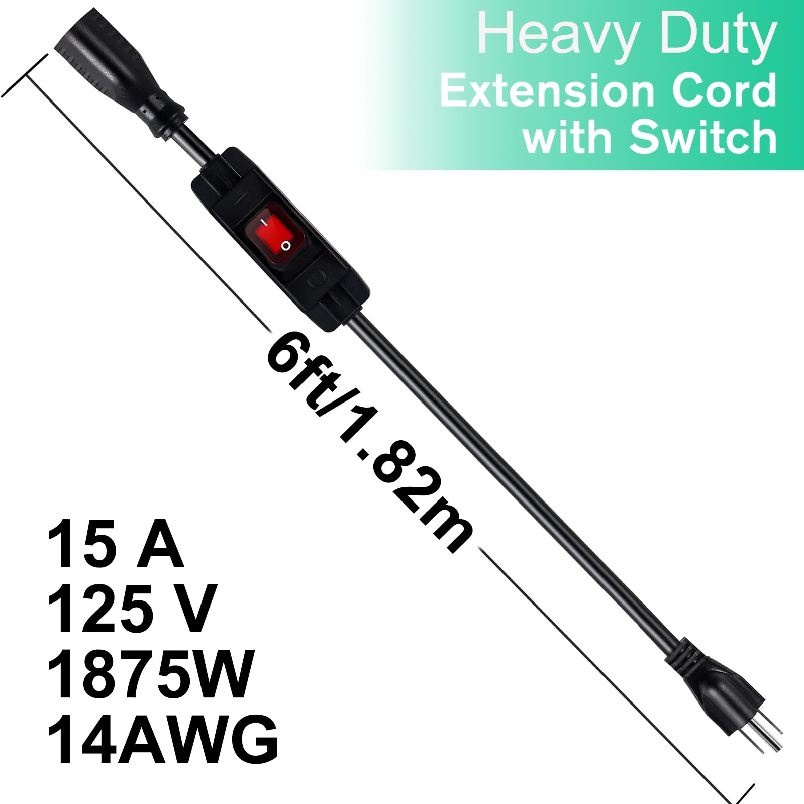 Makevivi Extension Cord With Switch On/Off Waterproof Switch 6Ft No Plugging And Unplugging Invintage Stereo Devices Without Bui