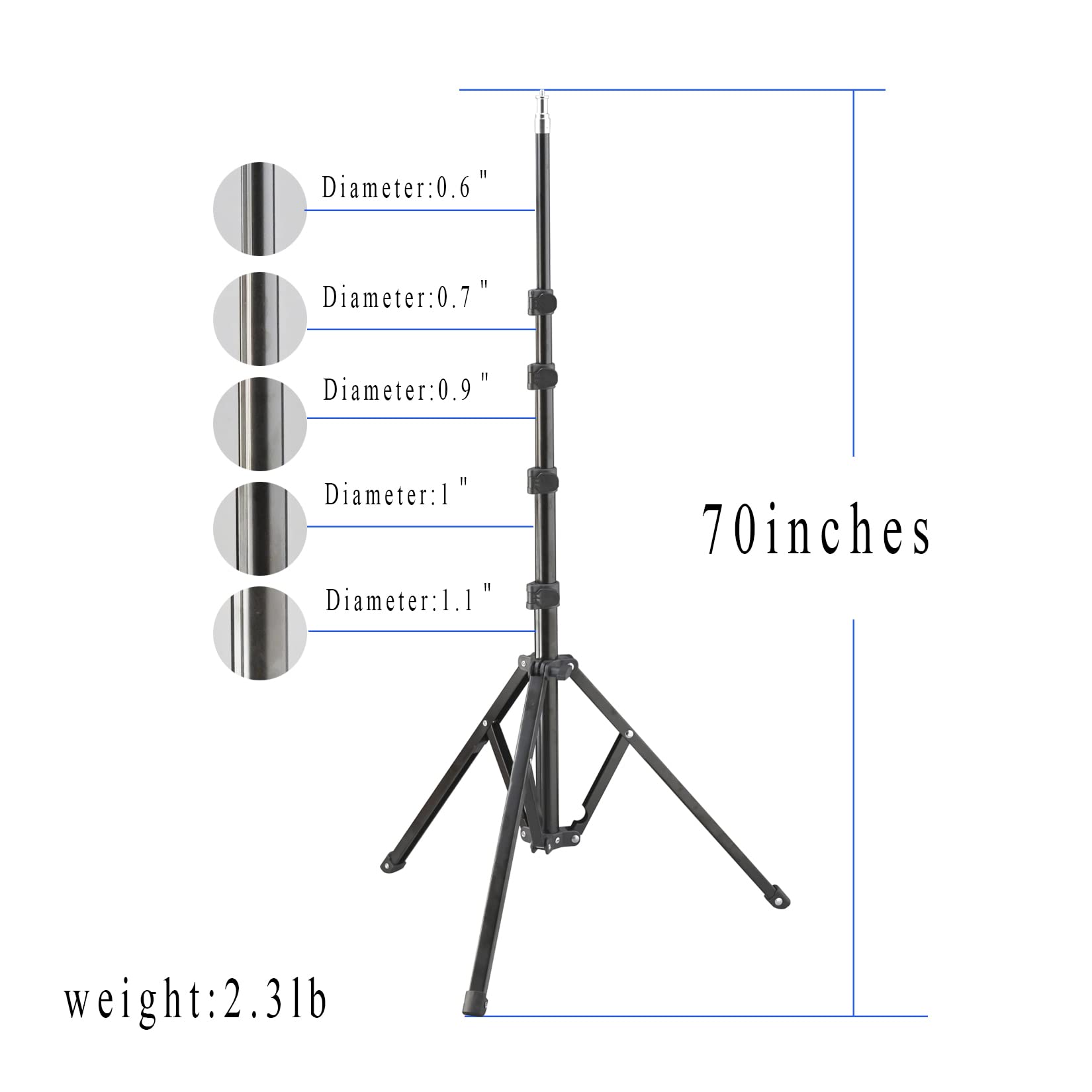 Wellmaking Light Stand, 72 Inches Led Light Stand Reverse Folding Light Tripod For Photography, Portable Light Tripod, Reflector