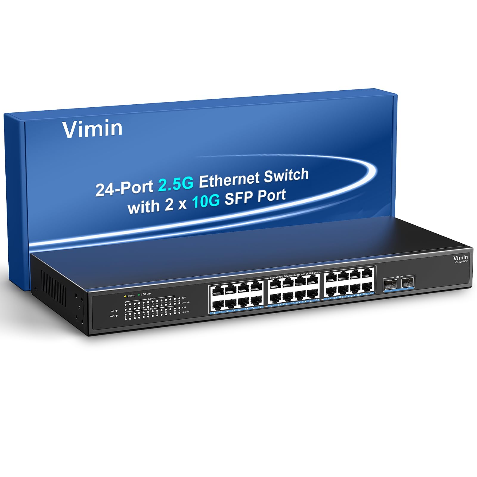 24 Port 2.5G Network Switch With 2X10G Sfp, 24X 2.5G Base T Ethernet Ports, Unmanaged Switch Compatible With 10/100/1000Mbps, 16
