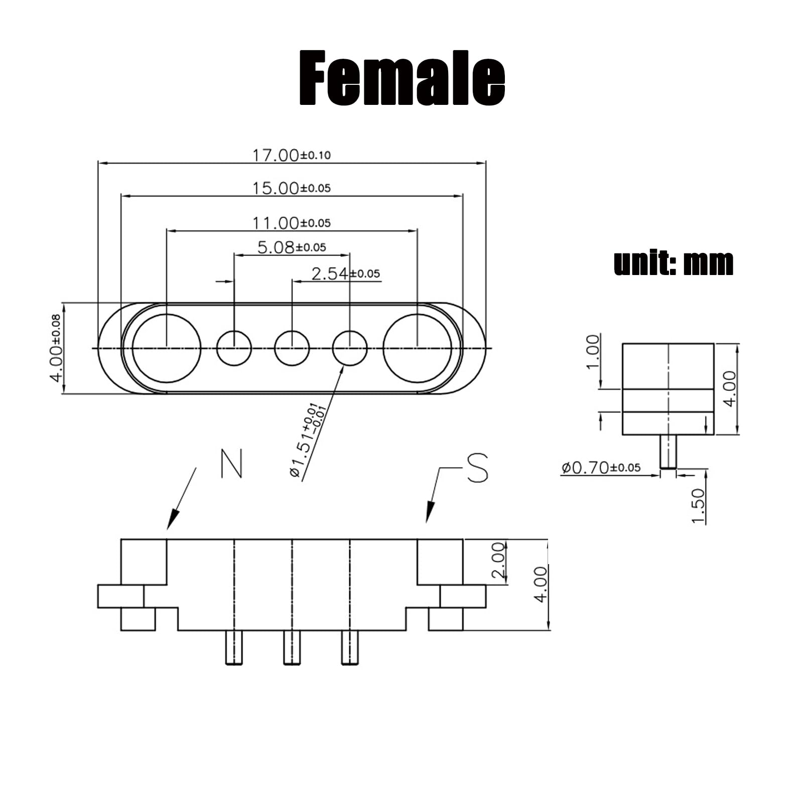 2 Pair Magnetic Pogo Pin Connector, 2/3/4/5P 2A Pogopin Magnetic Connector Male+Female 2.54/2.5 Mm Through Holes Spring Loaded C