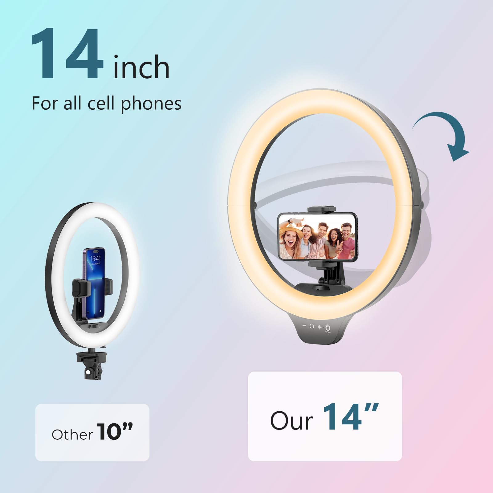 Aureday 14'' Selfie Ring Light With 62'' Tripod Stand And Phone Holder, Dimmable Led Phone Ringlight For Makeup/Video Recording/