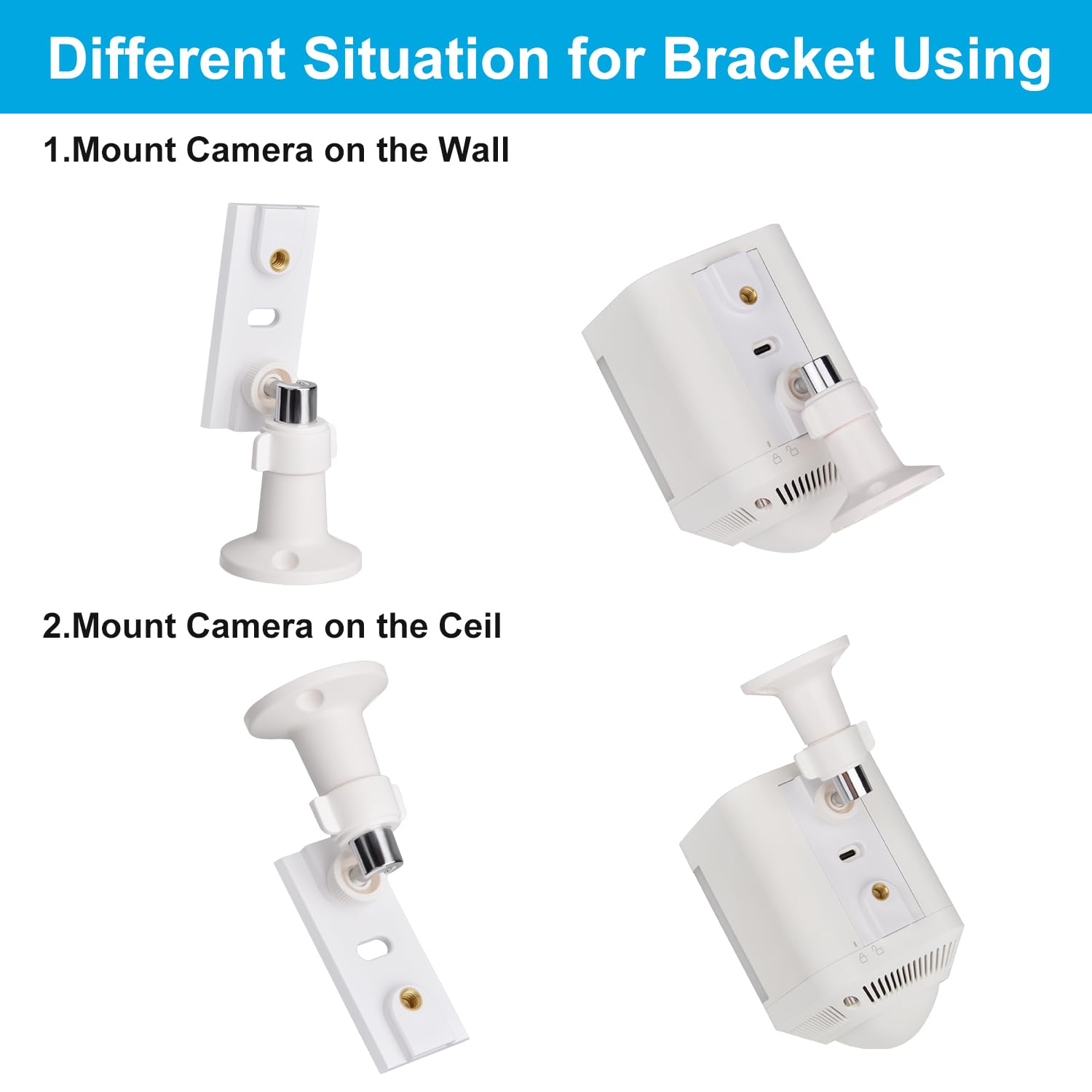 Prestantious Wall Mount Bracket Compatible With Ring Spotlight Cam Plus/Pro, Adjustable Mounting Bracket Camera Holder, Wall Cei