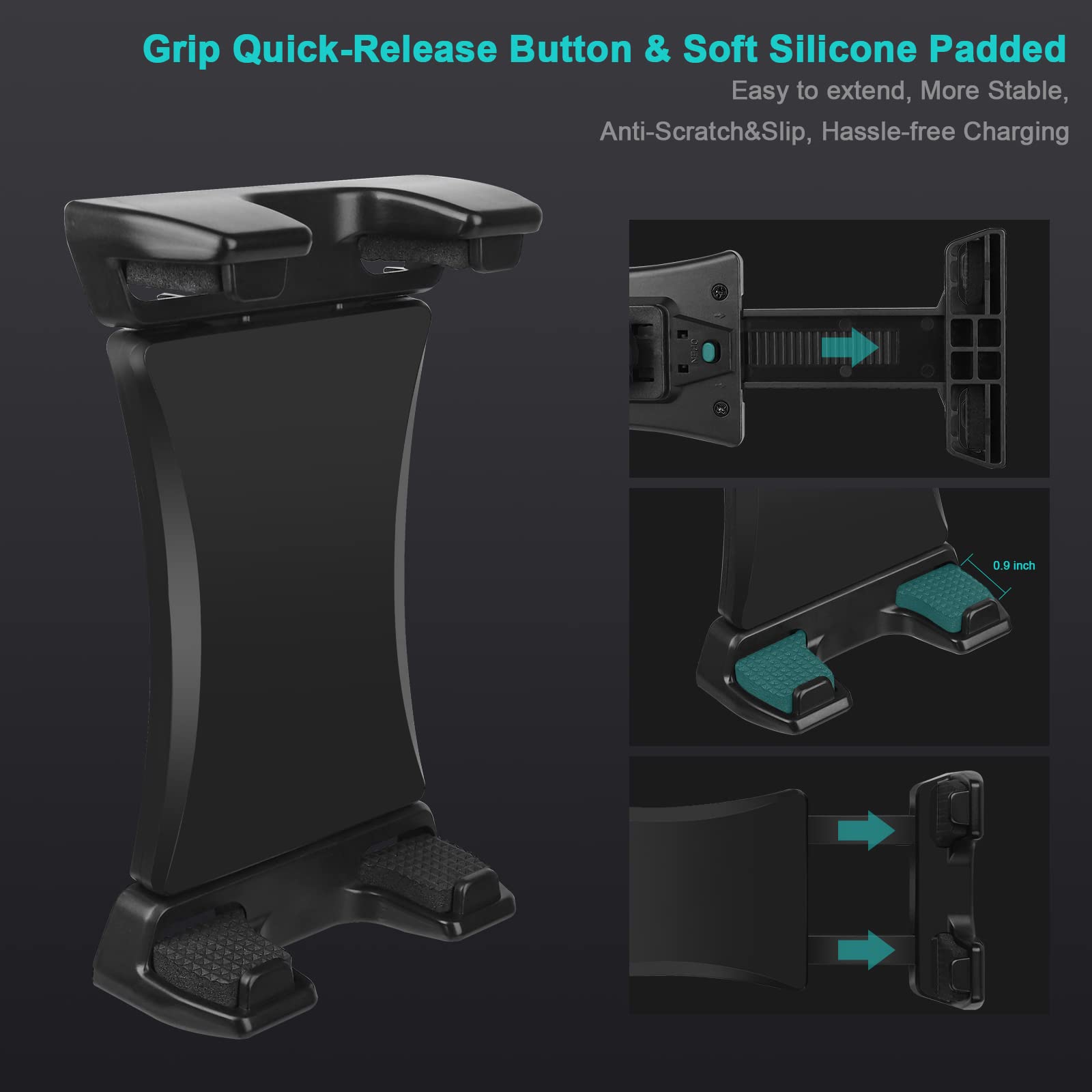 Car Dashboard & Windshield Tablet Mount Holder, 360 Rotation Window Dash Stand For Ipad Pro 12.9/11/10.5/9.7/Air/Mini, Samsung G