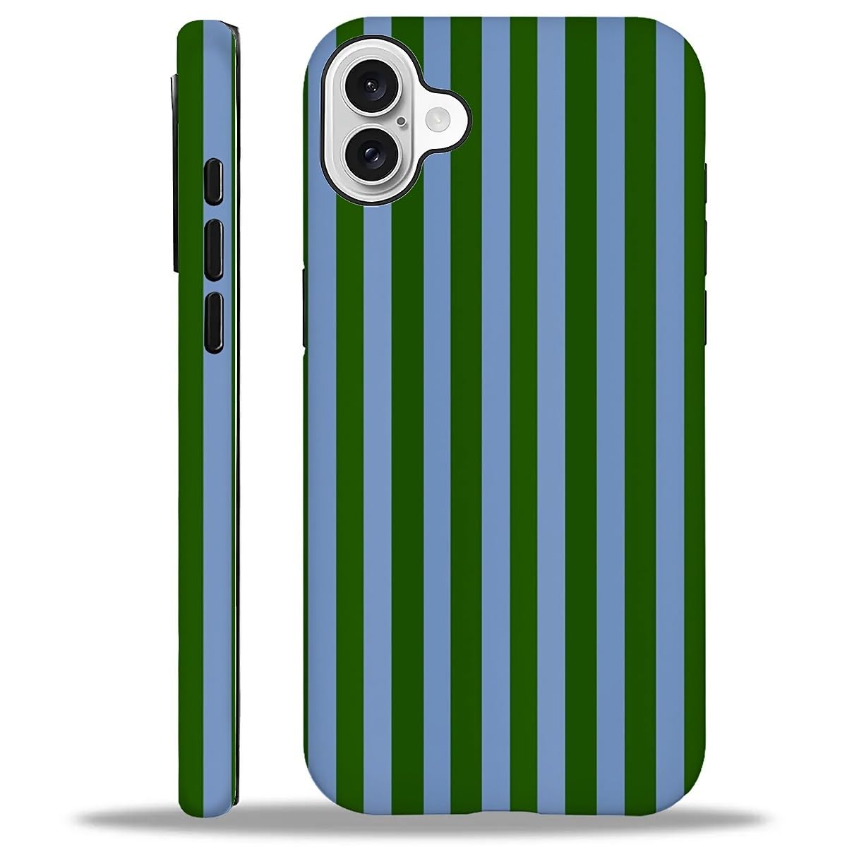 WANKBLC Compatible with iPhone 16 Matte Case, Green and Blue Stripes Geometric Vertical Line Pattern for Girl Full Body Design S