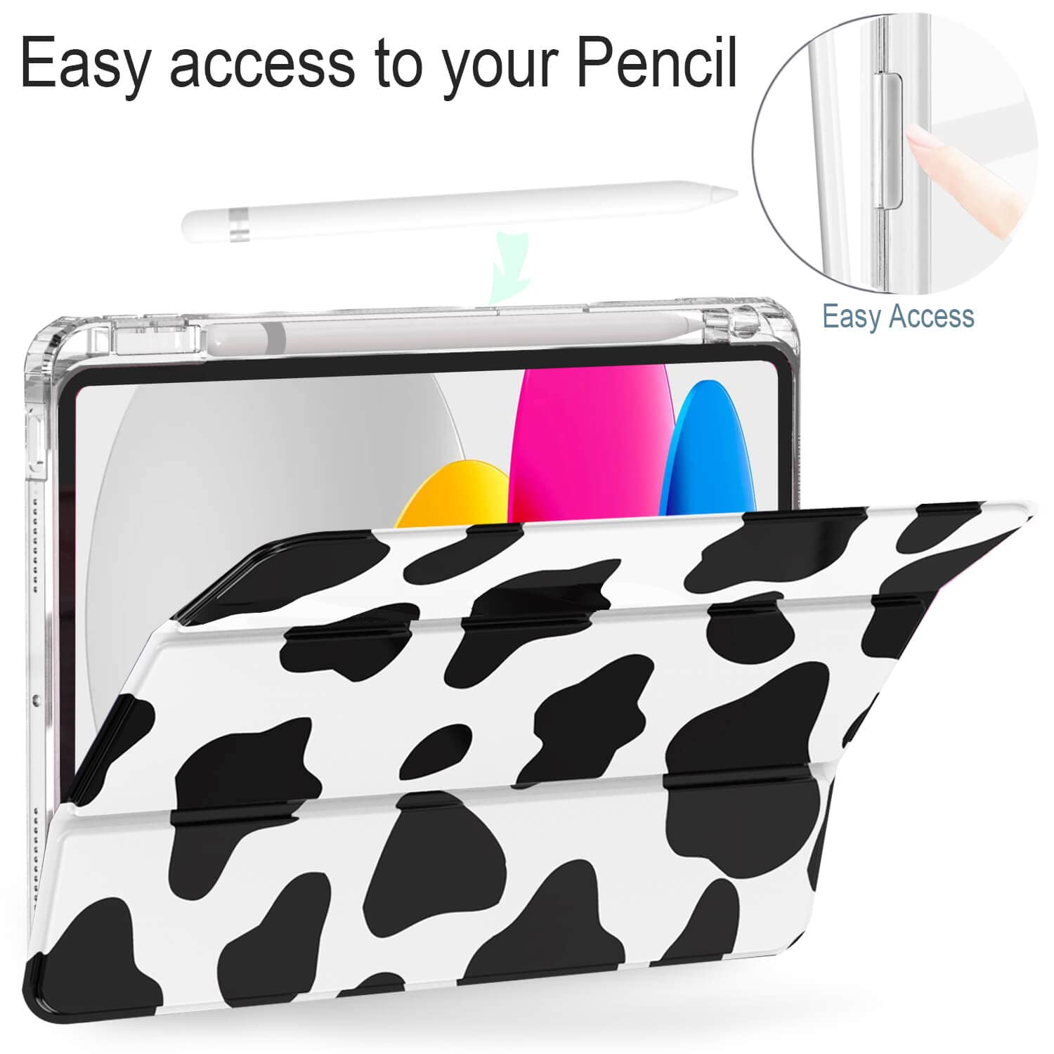 Feams Case For Ipad 10Th Generation 10.9 Inch Case, Slim Lightweight Trifold Ipad 10.9 Case Clear Back Transparent Cover With Pe