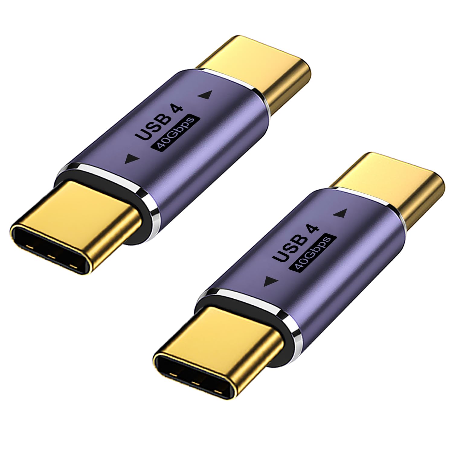Areme 2 Pack Usb C Male To Male Adapter, Usb Type C Coupler Extender Support 100W, 40Gbps, 8K@60Hz For Thunderbolt 4/3, Macbook Pro/Air, Laptop, Phones And More Type C Devices (Purple)