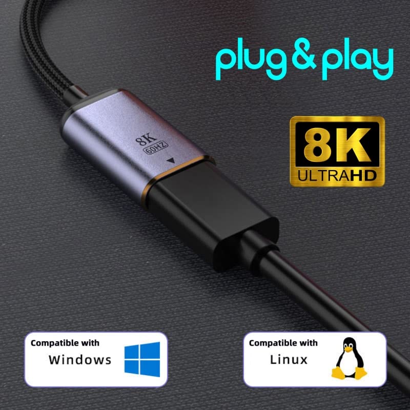 Xiwai Type C Female Usb-C 3.1 Source To Displayport Dp 1.4 Sink Hdtv Cable 8K@60Hz 4K@120Hz For Tablet Phone Laptop