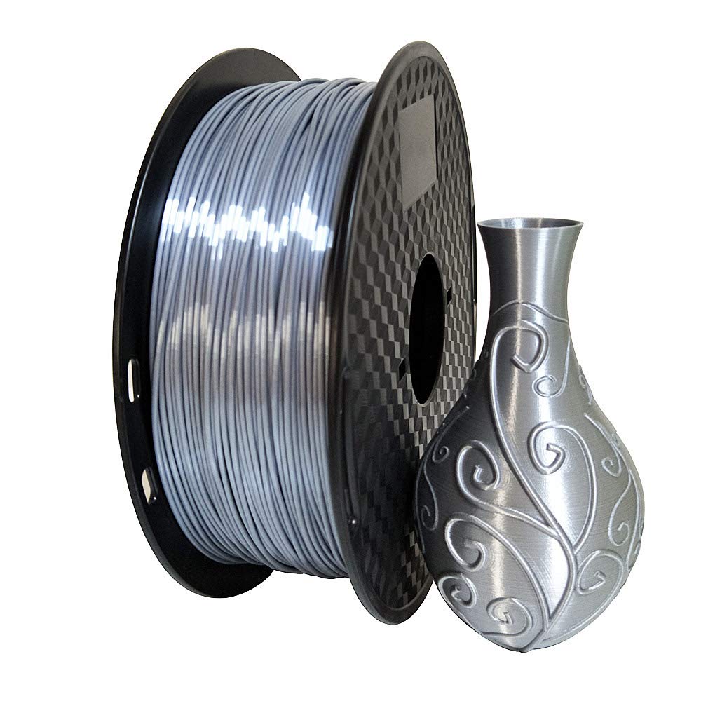 Silk Silver Pla 3D Printer Filament 175 Mm 1Kg 22 Lbs Spool 3D Printing Material Shine Silky Shiny Metallic Metal Cc3D Pla Filam