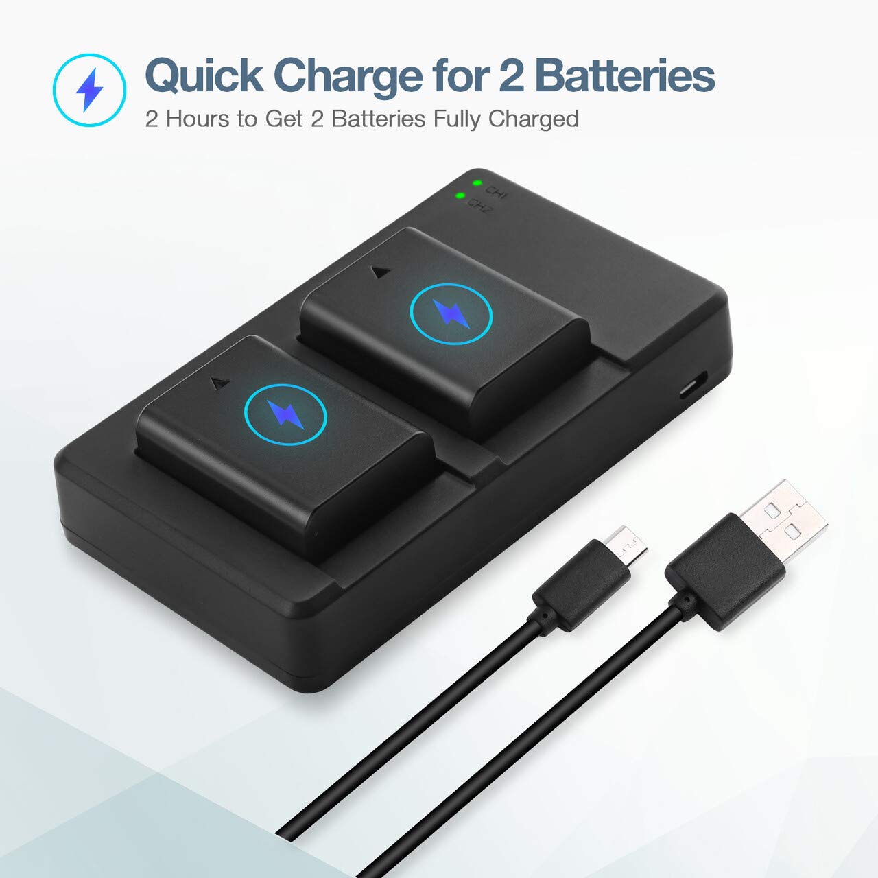 Np Fw50 Battery 2 Packs 1500Mah Rechargeable Li Ion Batteries And Dual Charger For Sony A6500, A6400, A6300, A6000, A7, A7Ii, A7