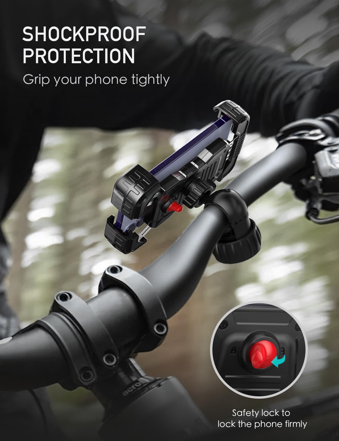 Juspro Bike Phone Holder Motorcycle Phone Mount, Upgrade Bicycle Handlebar Mount Compatible With Iphone 16/15 Pro Max / 14 Plus,