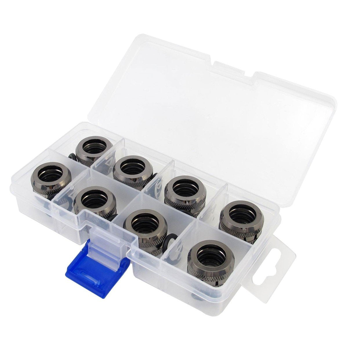 Xspc G1/4'' To 10Mm Id, 14Mm Od Rigid Tubing Fitting, Black Chrome, 8 Pack