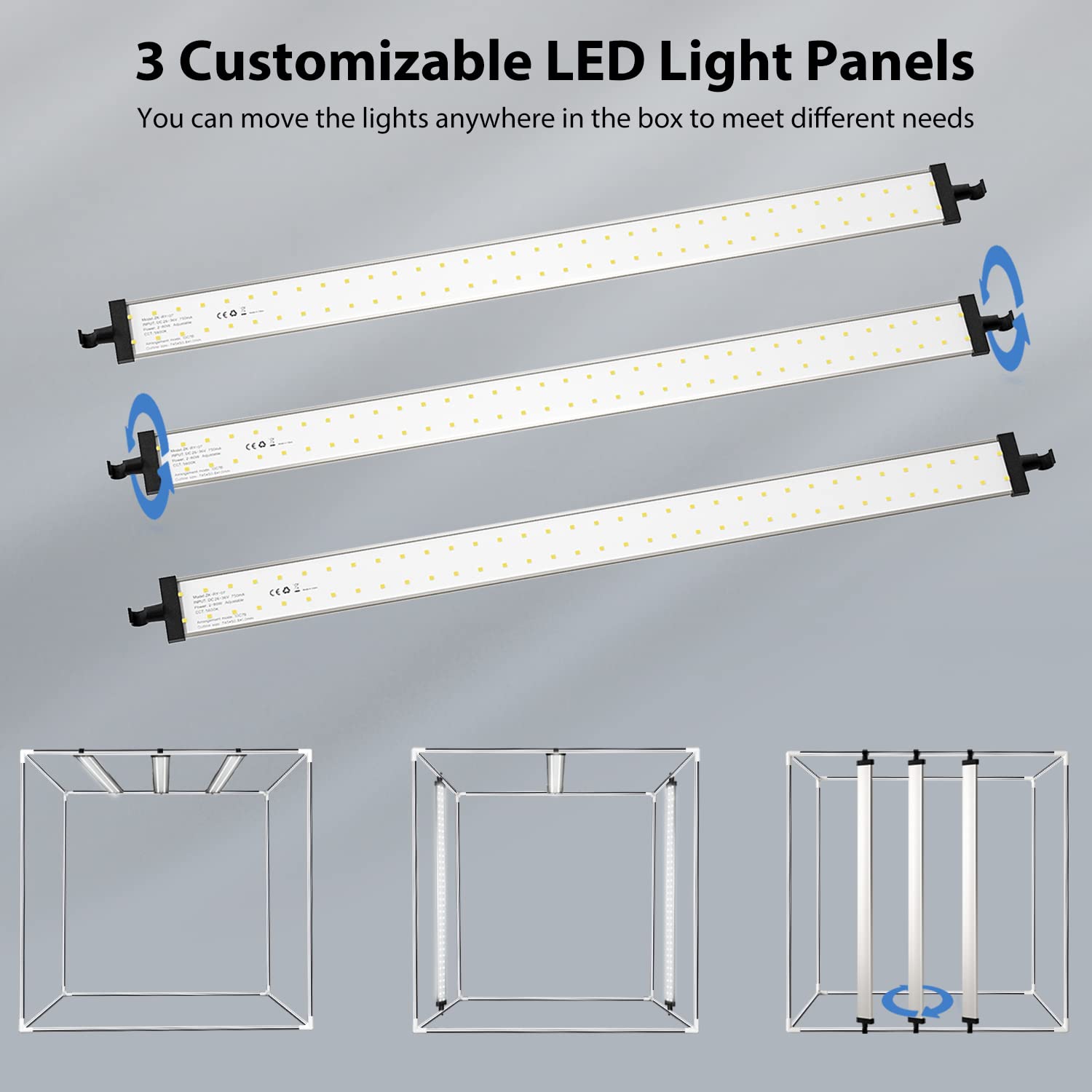 Takerers Photo Studio Light Box,39X39 Inch/100X100Cm 210 Led Professional Photo Background Shooting Tent With 3 Stepless Dimming