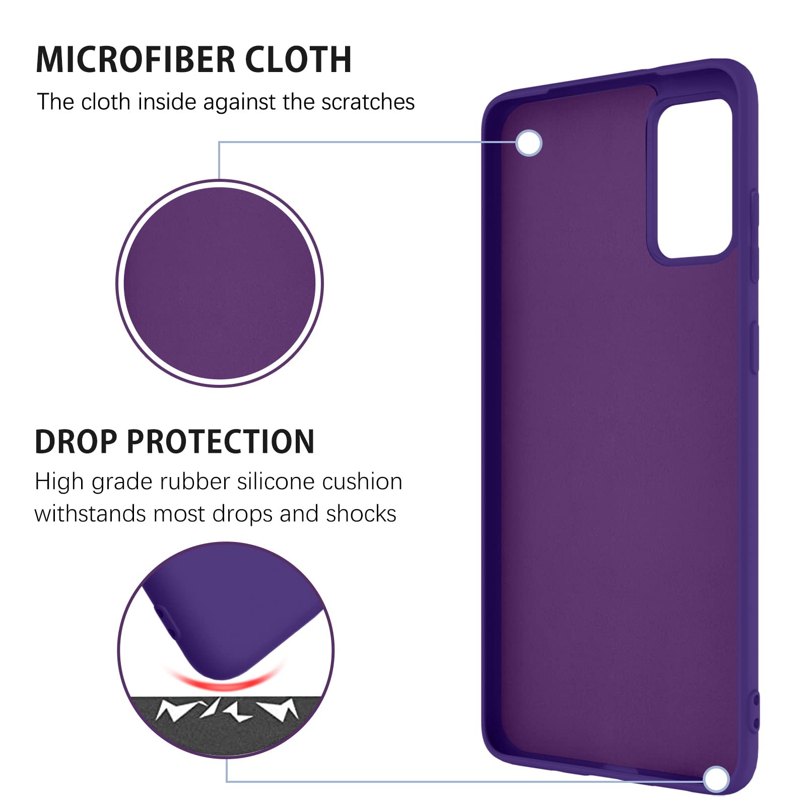 DUEDUE Samsung Galaxy S20 FE 5G/4G Case Liquid Silicone Ring Kickstand Car Mount Shockproof Dark Purple 6.5"