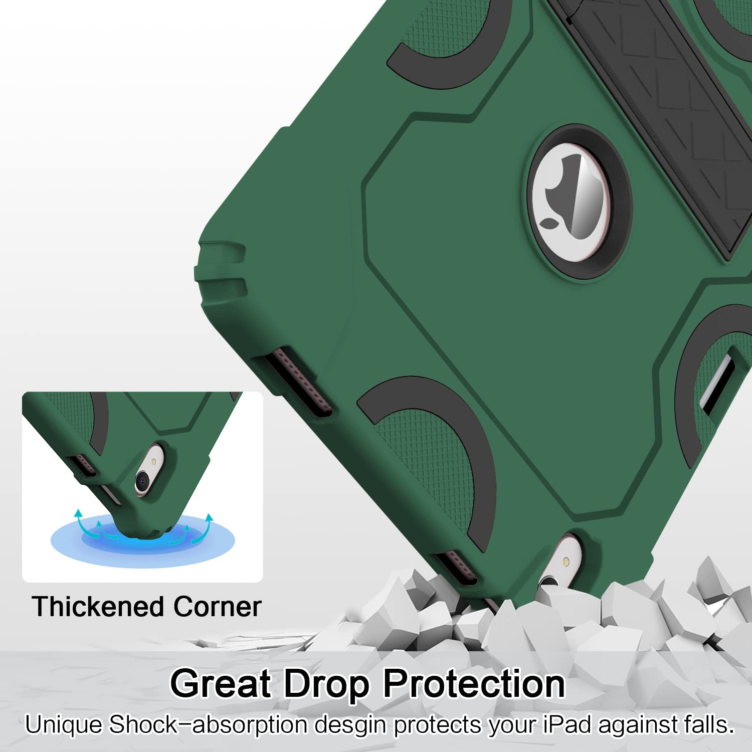 Cantis Case For Ipad 10Th Generation 10.9 Inch 2022, Alpine Green+Black, Shockproof Rugged Protective Cover With Kickstand & Pen