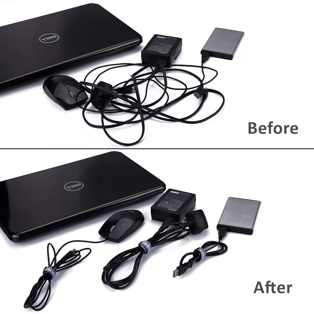 Trilancer Reusable Cable Straps Wire Ties, Pack Of 50 Adjustable Cord Fastener Cable Organizer, 8 Inches (Black)