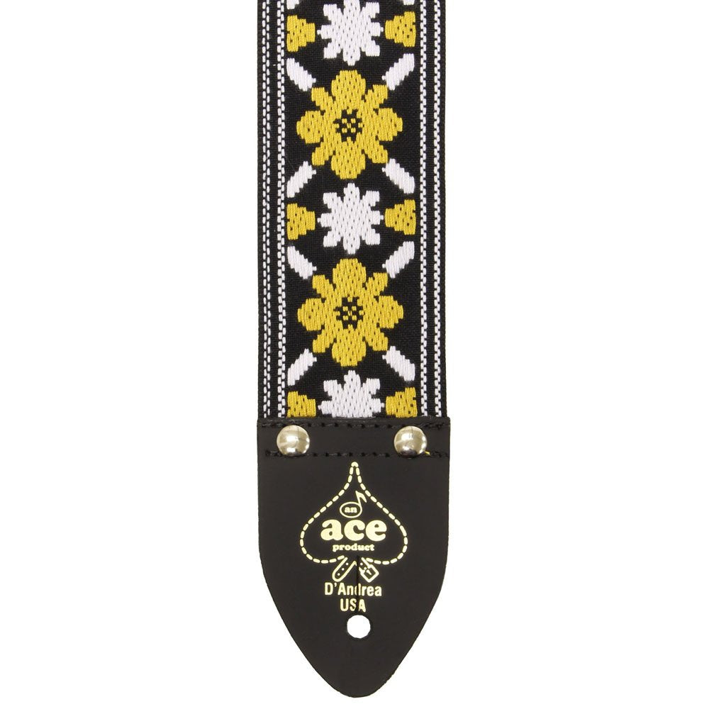 Ace Vintage Reissue Guitar Strap By Dandrea - Vintage Rock Style - Adjustable - Fits Electric, Acoustic & Bass