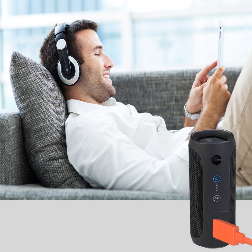 Koffmon Flip4 Micro Usb Charging Flat Cable Power Cord Compatible With Flip 2 Flip 3 Flip 4 Charge 2 Go Wireless Speaker (Orange)