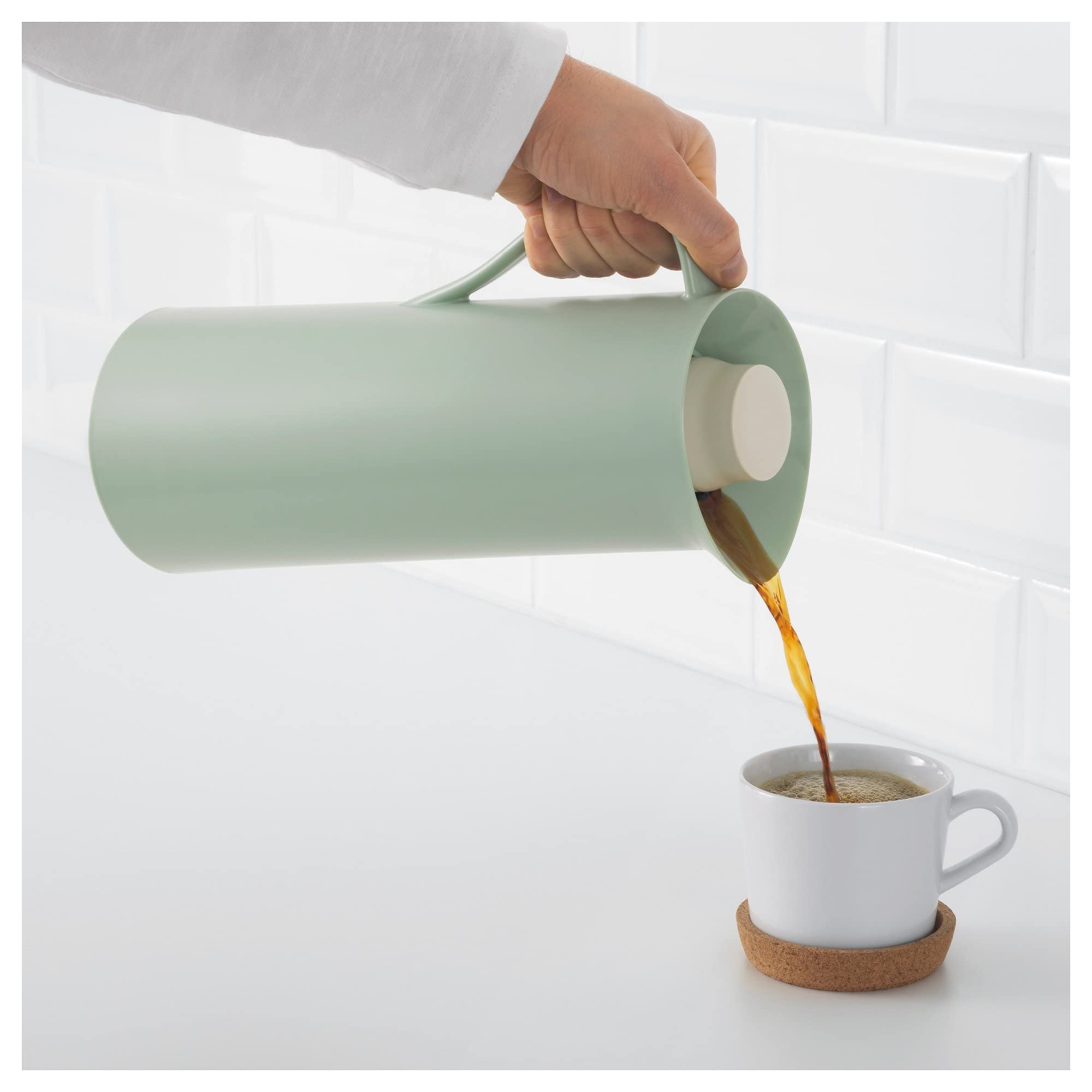 THERMOS Behovd Vacuum Thermos Carafe, 33.8 Ounces, Green, Durable Polypropylene Material