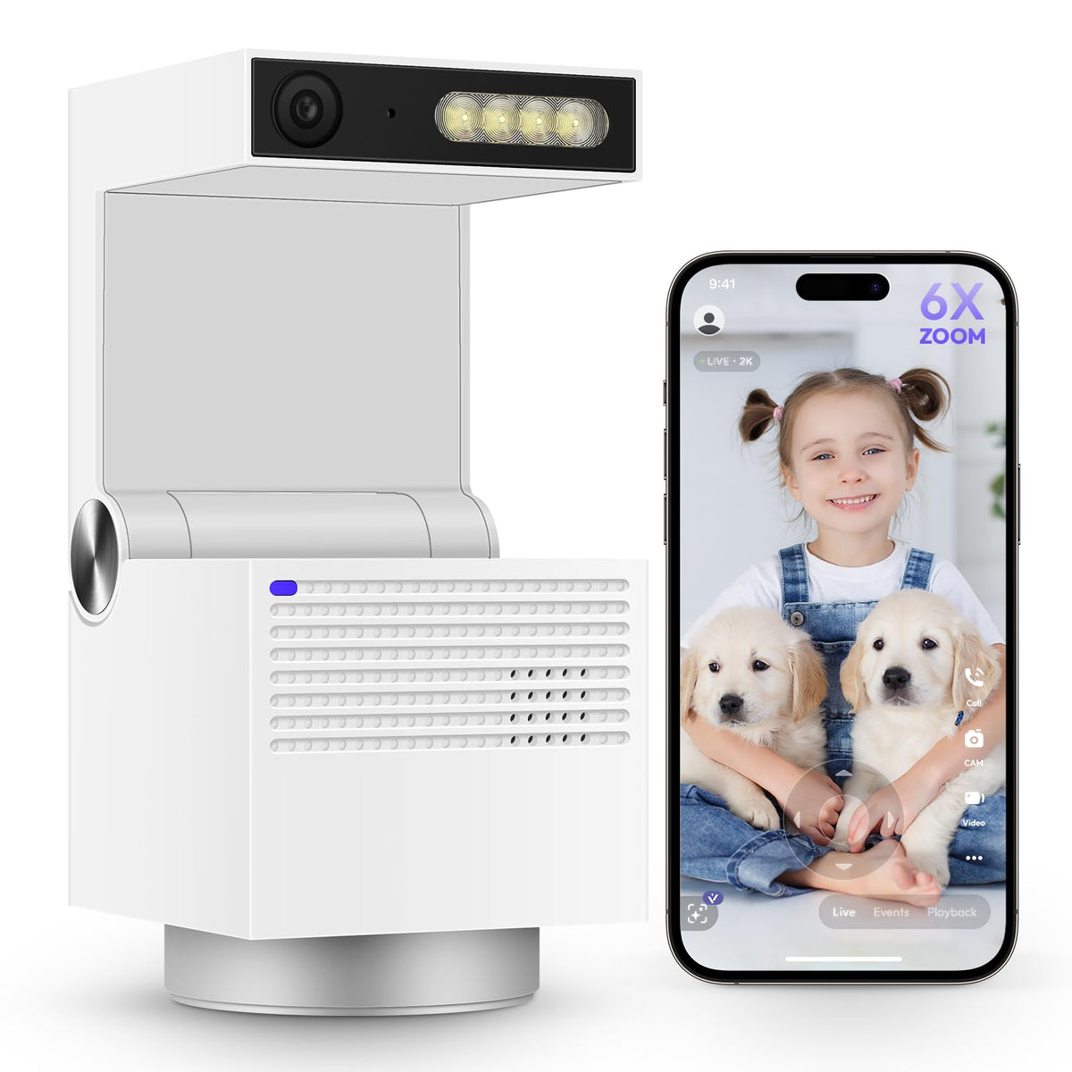 Psync Genie S 5Mp Indoor Security Camera, Pan Tilt Wifi Camera For Baby Monitor/Pet Camera With Phone App, Auto Tracking, Person