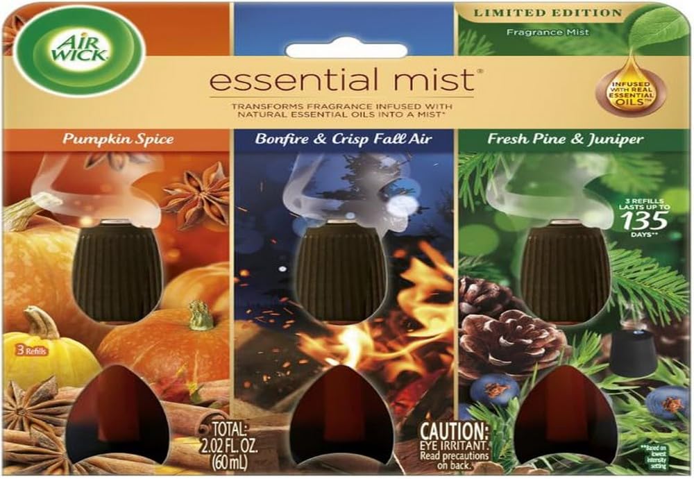 Air Wick Essential Mist   Triple Refill Multi Fragrance Pack Fall, 3 Refills