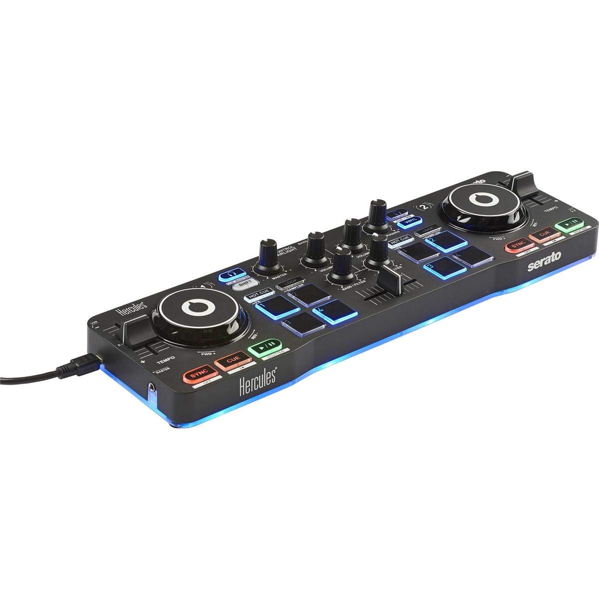 Hercules Dj Djcontrol Starlight | Pocket Usb Dj Controller With Serato Dj Lite, Touch Sensitive Jog Wheels, Built In Sound Card