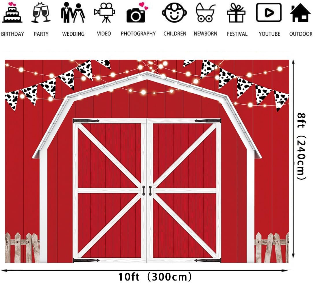 Ltdkaen Red Barn Door Backdrop Wooden Barn Door Farmhouse Photography Rustic Farm Backdrop Country Scene Farm Party Decoration P