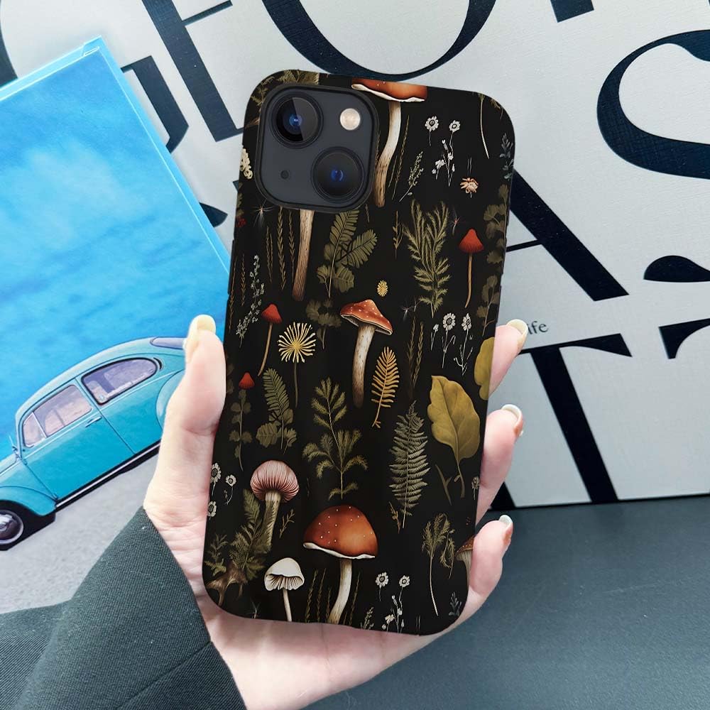 Seized Case Compatible With For Iphone 15 Plus,Vintage Mushroom Snail Daisy Leaf Phone Case For Girl Women Boy Men,Durable Prote