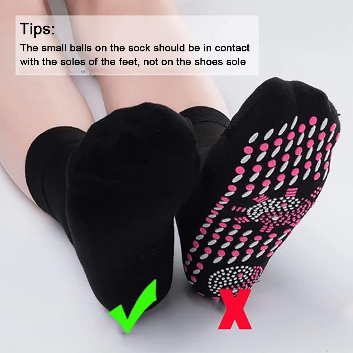 Wenfeng 3 Pair Tourmaline Thermal Circulation Acupressure Self-Heating Shaping Socks,Afiz Tourmaline Health Sock,Foot Massage Th