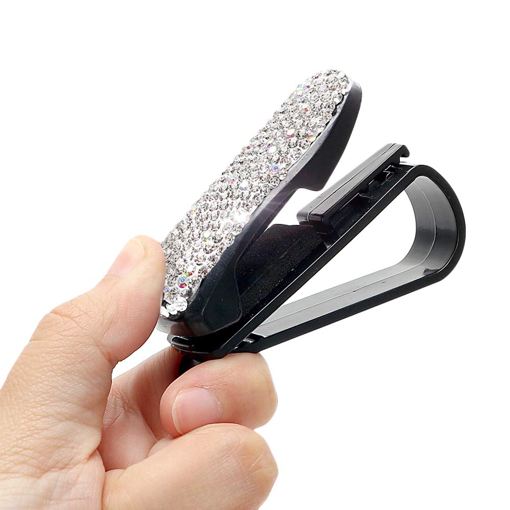 Keepfine Bling Crystal Car Phone Mount With Free Glasses Holders For Car Sun Visor,Universal Cell Phone Holder For Dashboard,Win