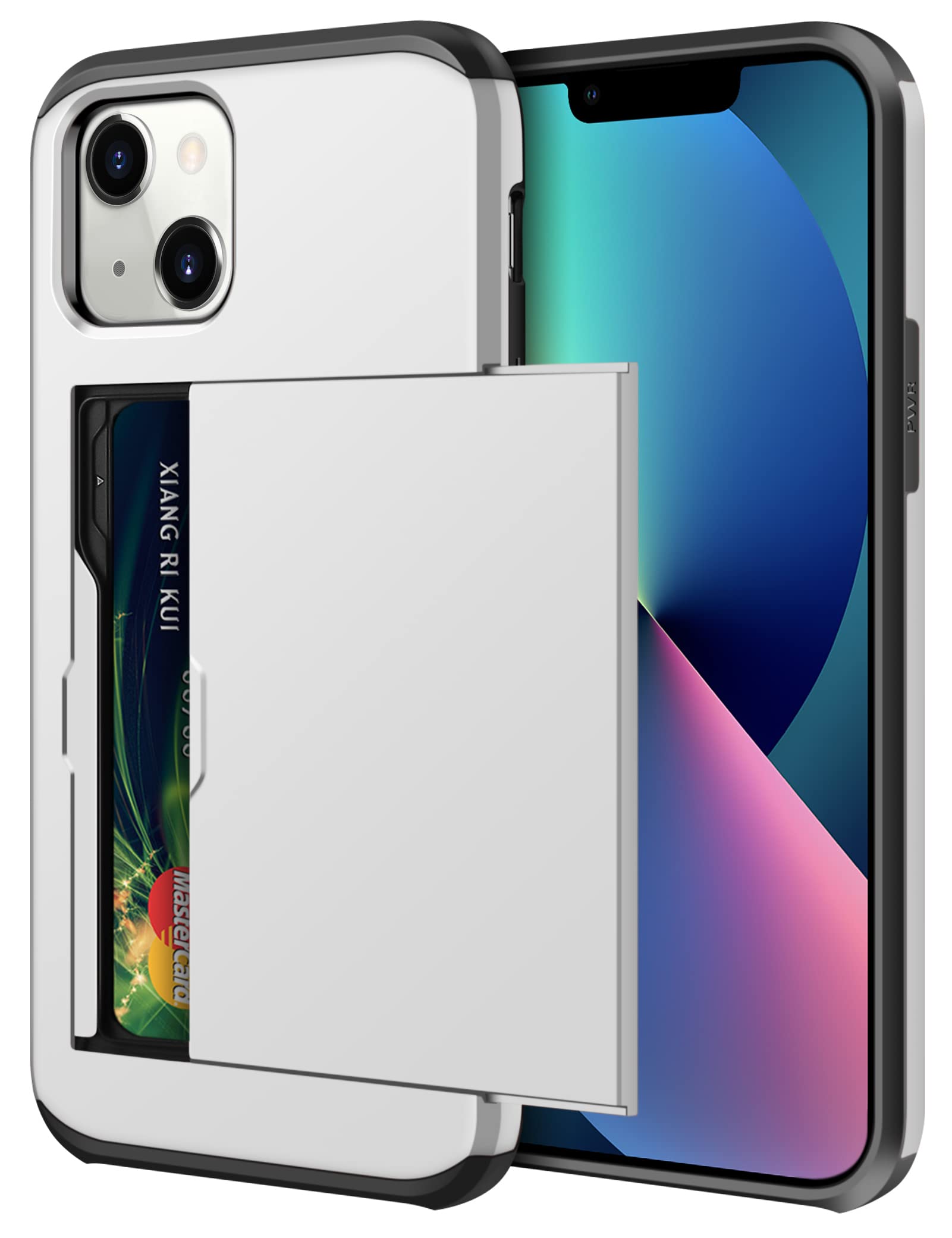 Samonpow Compatible With Iphone 13 Case With Card Holder Dual Layer Hybrid Wallet Case Heavy Duty Protection Shockproof Iphone 1