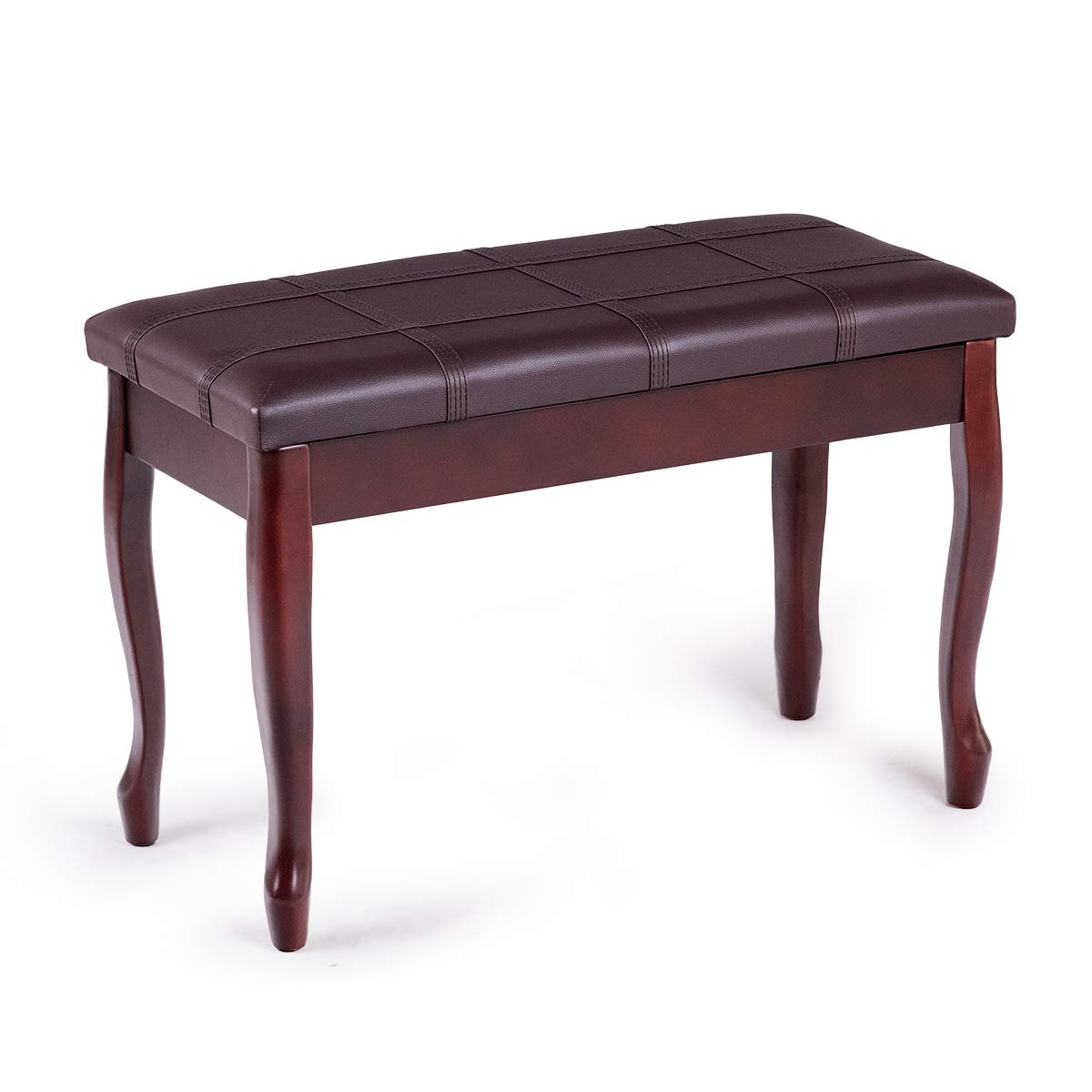 Goflame Piano Bench Stool With Padded Cushion And Music Storage, Heavy Duty Piano Duet Seat With Pu Leather Padded Seat And Soli