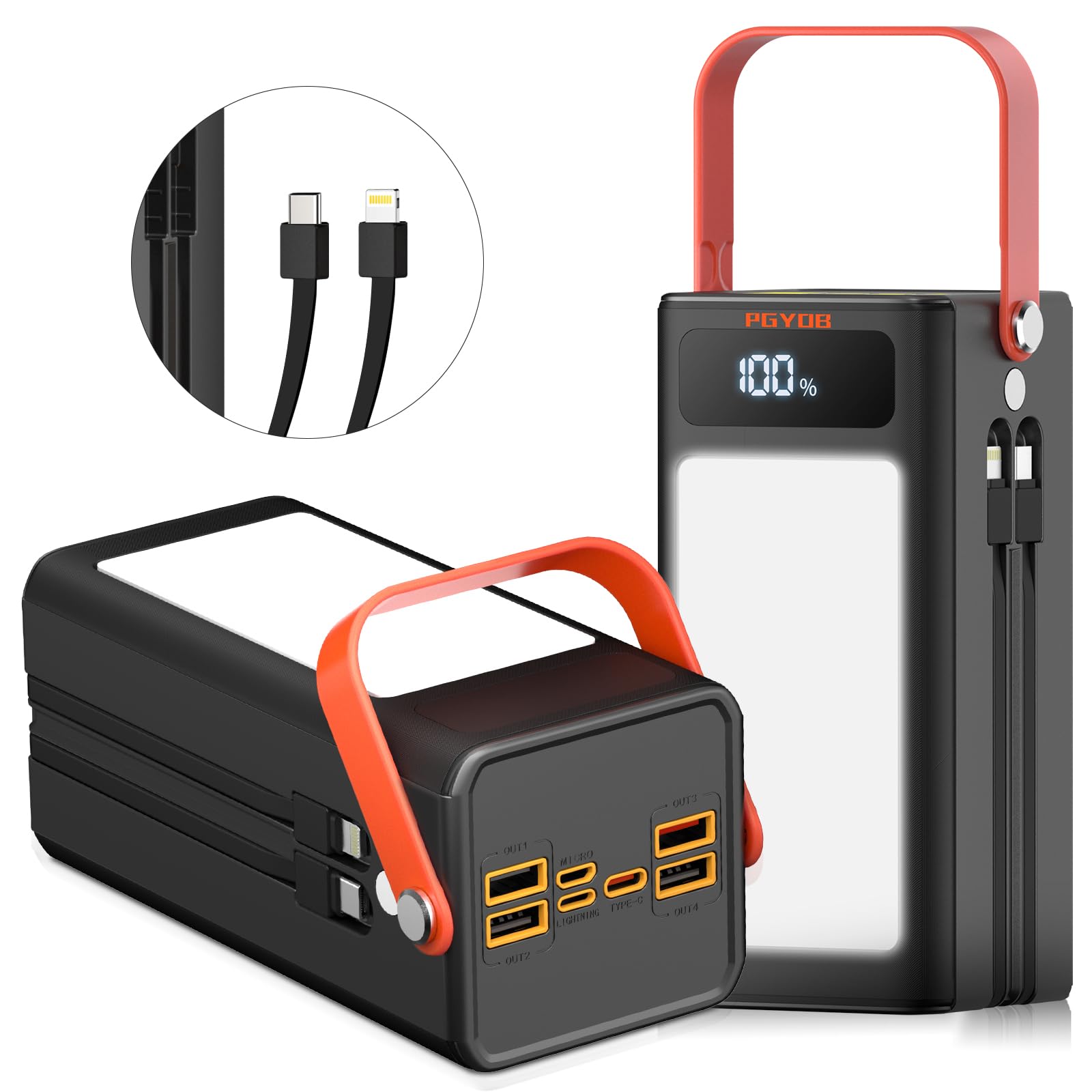 Portable Power Bank Power Station, 27000Mah Outdoor Generator With Sos Light, Backup Battery Charger For Macbook, Iphone, Samsun