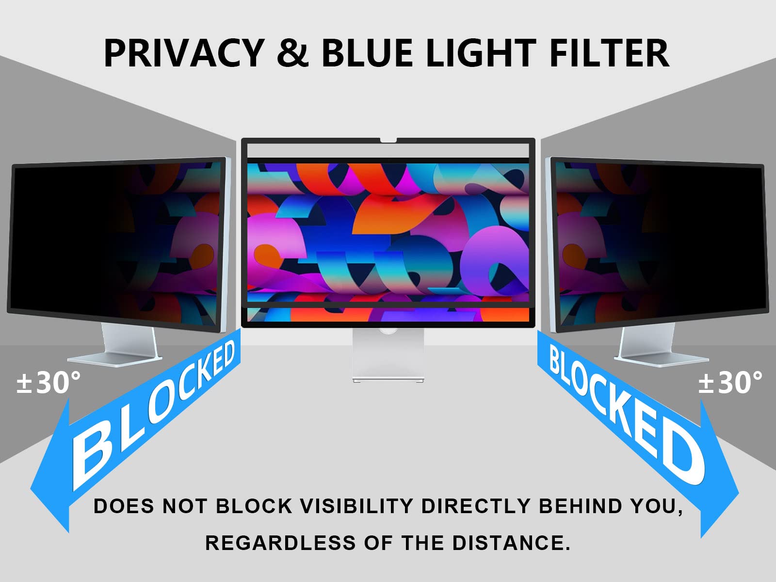 Filmext [2 Pack[2022 New] 27 Inch Privacy Screen For Monitor Compatible With Apple Studio Display 27'' Only,Removable Computer M