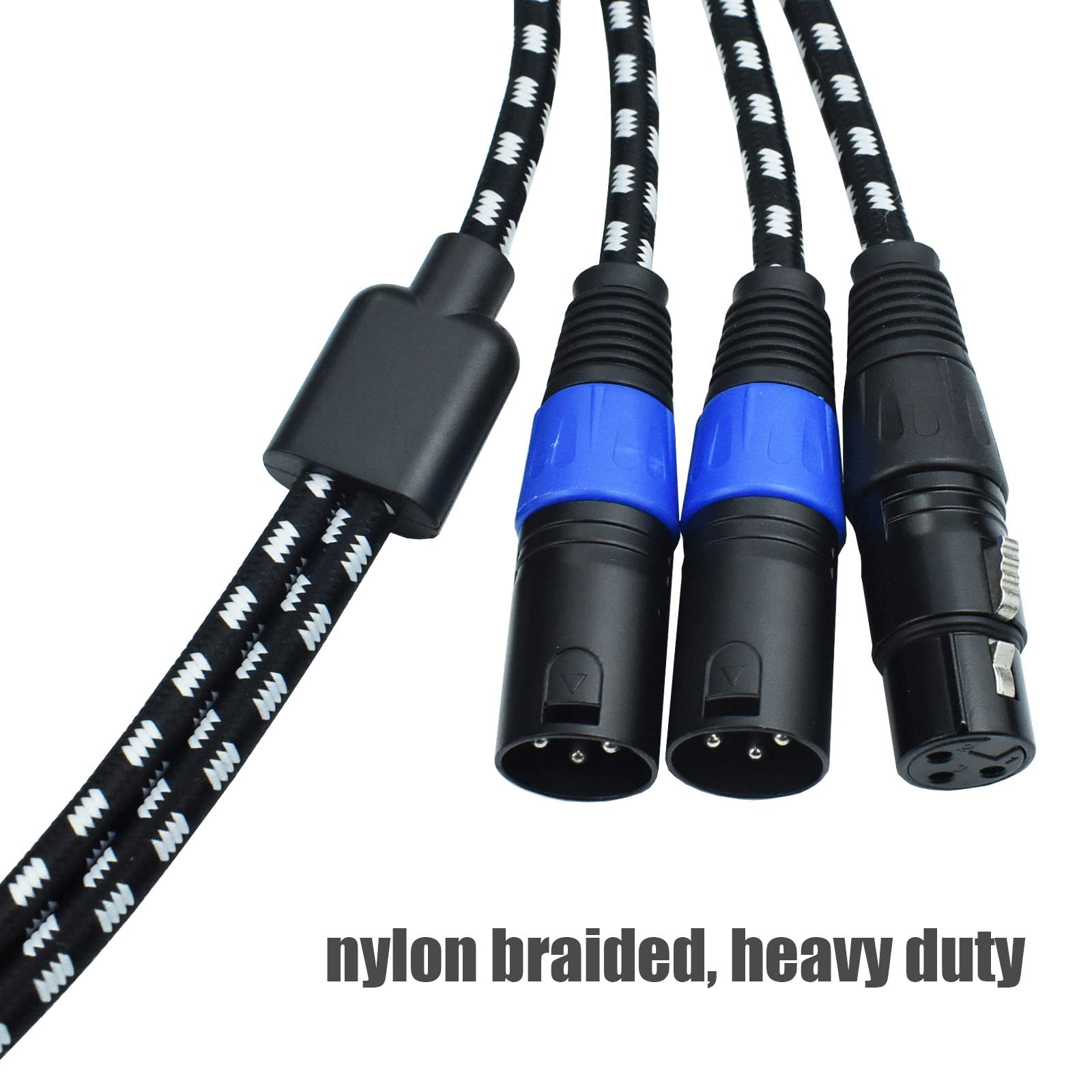 Mugteeve Xlr Y Splitter 1 Female To 2 Male, 5 Feet Microphone Xlr Breakout Cable Balanced Left And Right Dual Male To Single Fem