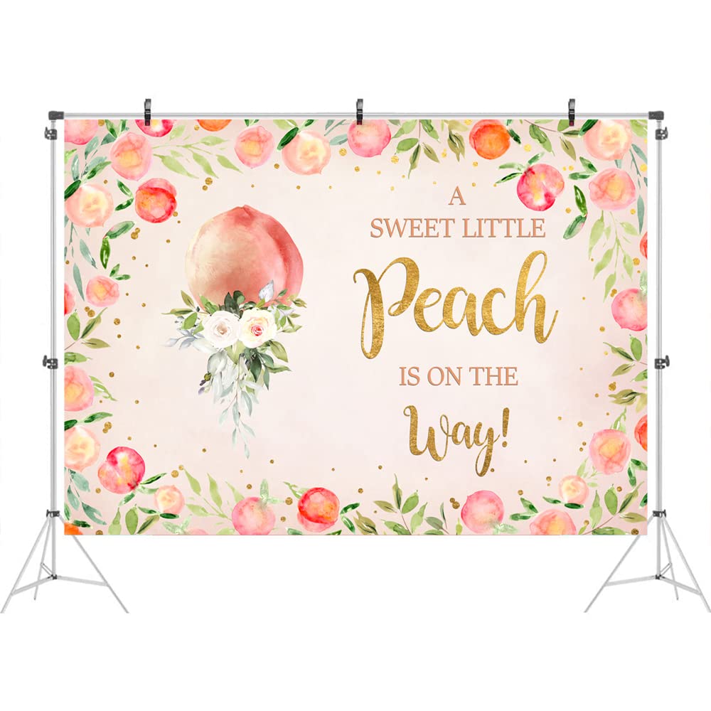 Ticuenicoa A Sweet Little Peach Is On The Way Backdrop For Baby Shower Pink Peach Photography Background For Babyshower It'S A Girl Backdrops Oh Baby Banner For Girl Birthday Photo Booth Props 5X3Ft