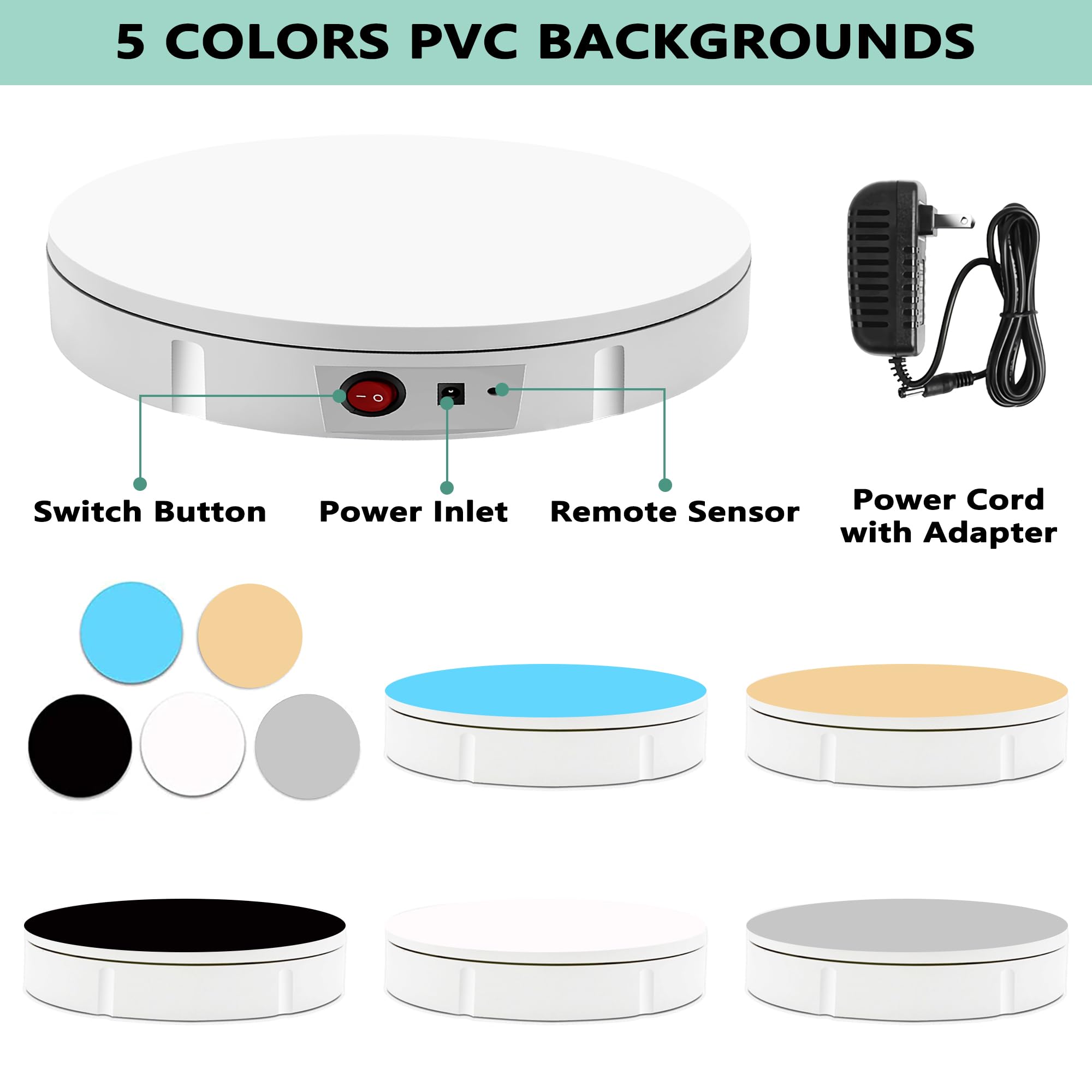 Prolee Rotating Display Stand 320Lbs Capacity, 360 Degree Rotating Turntable 12 Inch, Turntable For Photography, Automatic Remot