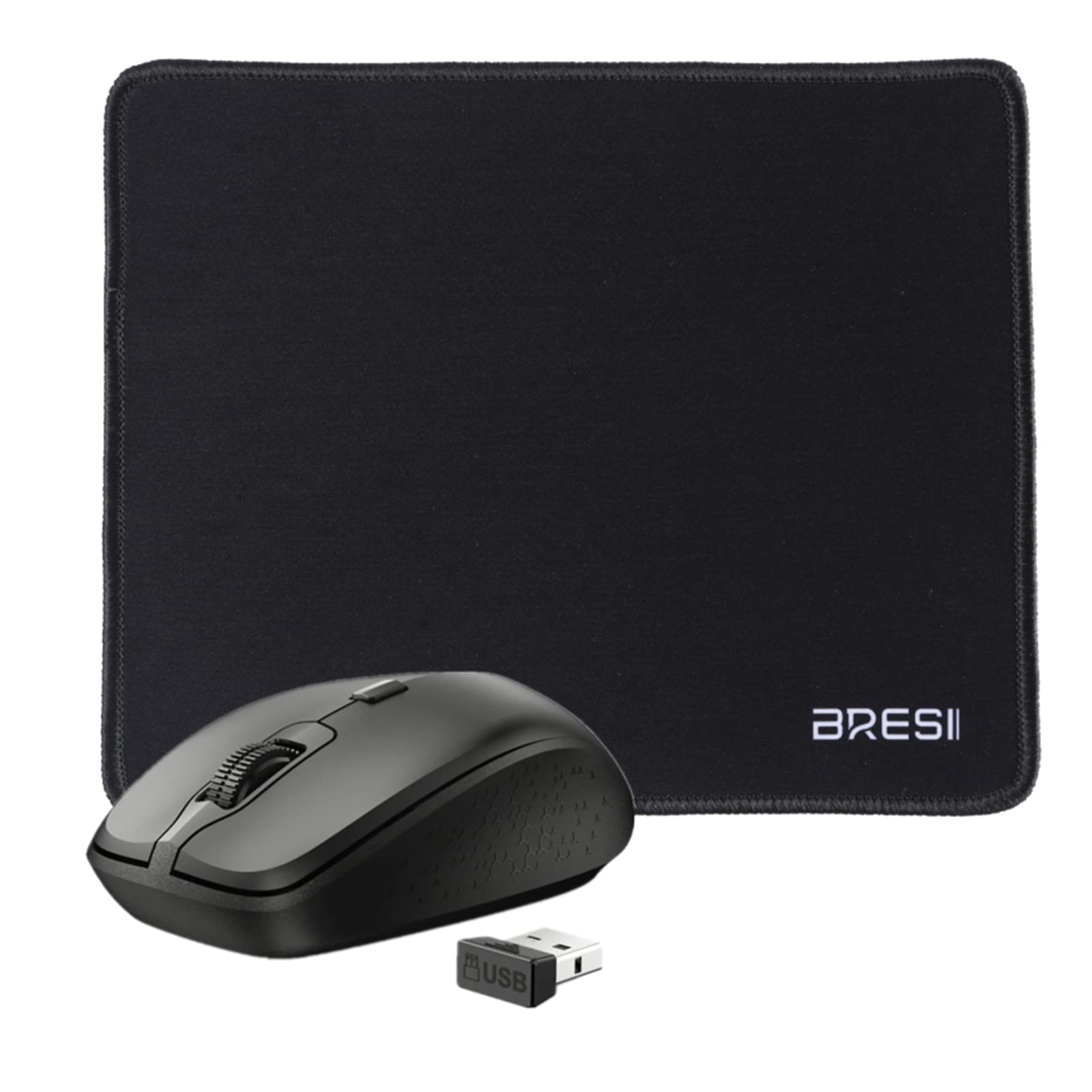 Bresii Ergonomic Bluetooth Mouse And Mouse Pad For Laptop, Silent Mouse With 3 Levels Dpi, Usb Nano Receiver For Android Pc Note