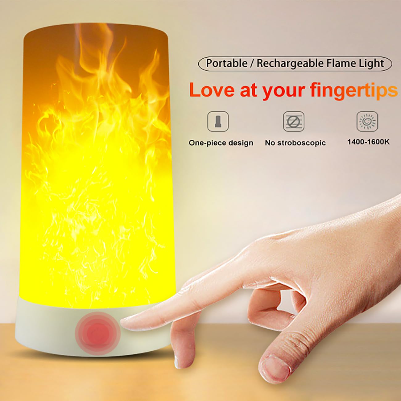 Lovummor Led Flame Effect Light, Flame Lamp With Remote & Timer, Usb Rechargeable 4 Modes Waterproof Fire Lights Campfire Firepl