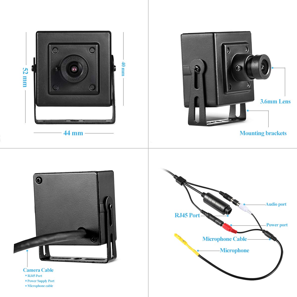 Revotech Indoor Mini Poe Ip Camera With Audio, Security Camera P2P Remote View Hd 3Mp Cctv Video Surveillance H.265/H.264 (I706