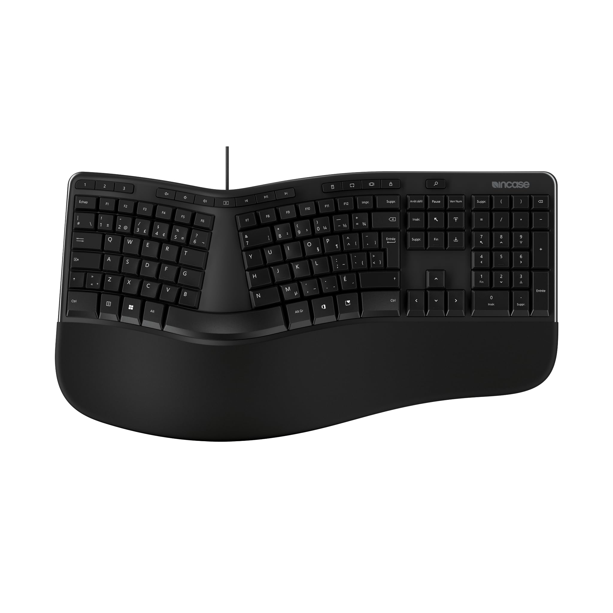 Incase Wired Ergonomic Keyboard  Designed by Microsoft  Refined Ergonomic Design, Builtin Shortcuts Keys, Layered Palm Rest f